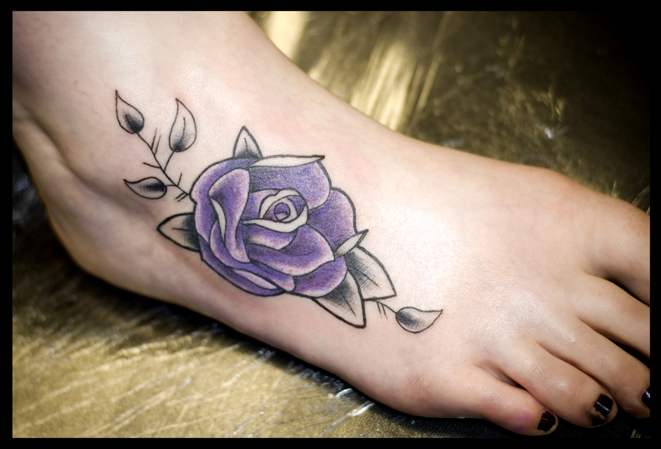 full leg rose tattoo