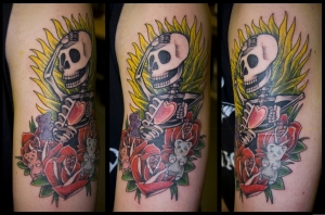 skeleton with roses and sweets