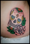 hip sugar candy skull tattoo rose