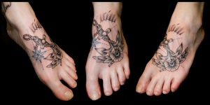 anchor star rope rose tattoo foot